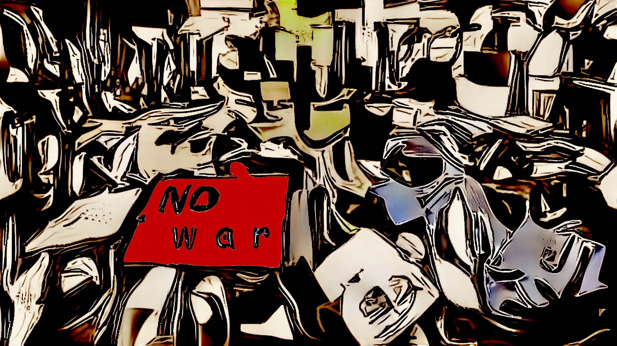 a colorful painting with the words "no war"